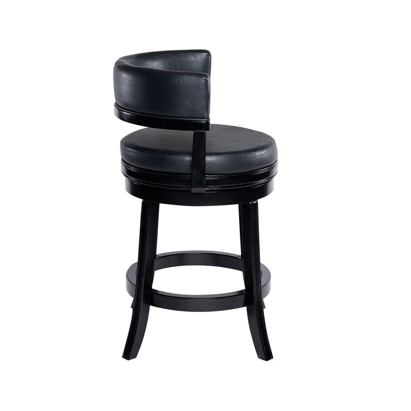 Pemberly Row Contemporary Rubberwood Swivel Counter Stool in Black