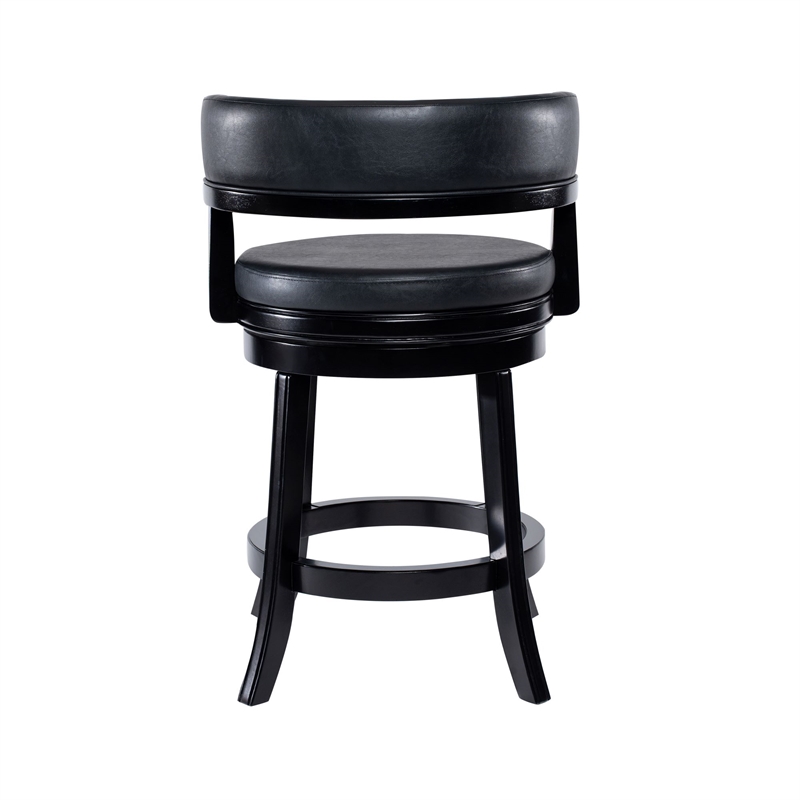Pemberly Row Contemporary Rubberwood Swivel Counter Stool in Black