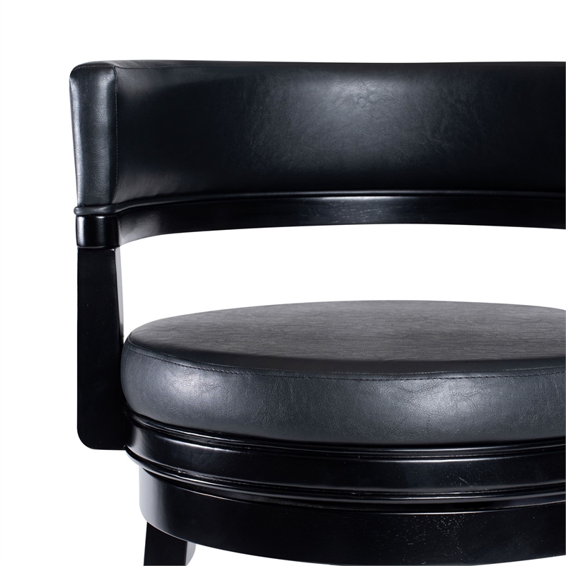 Pemberly Row Contemporary Rubberwood Swivel Counter Stool in Black