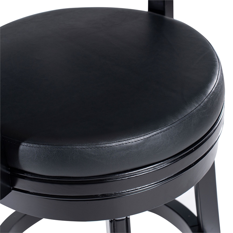 Pemberly Row Contemporary Rubberwood Swivel Counter Stool in Black