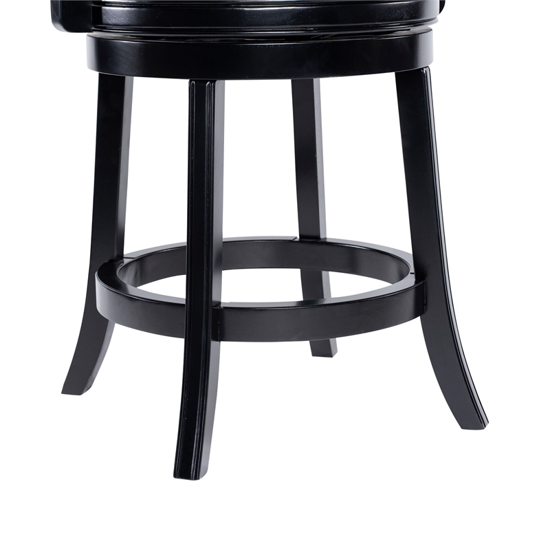 Pemberly Row Contemporary Rubberwood Swivel Counter Stool in Black