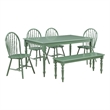 Pemberly Row 6 Piece Rubberwood Dining Set in Equestrian Green