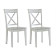 Pemberly Row 7pc Solid Wood Dining Set with X Back Chairs in Antique White