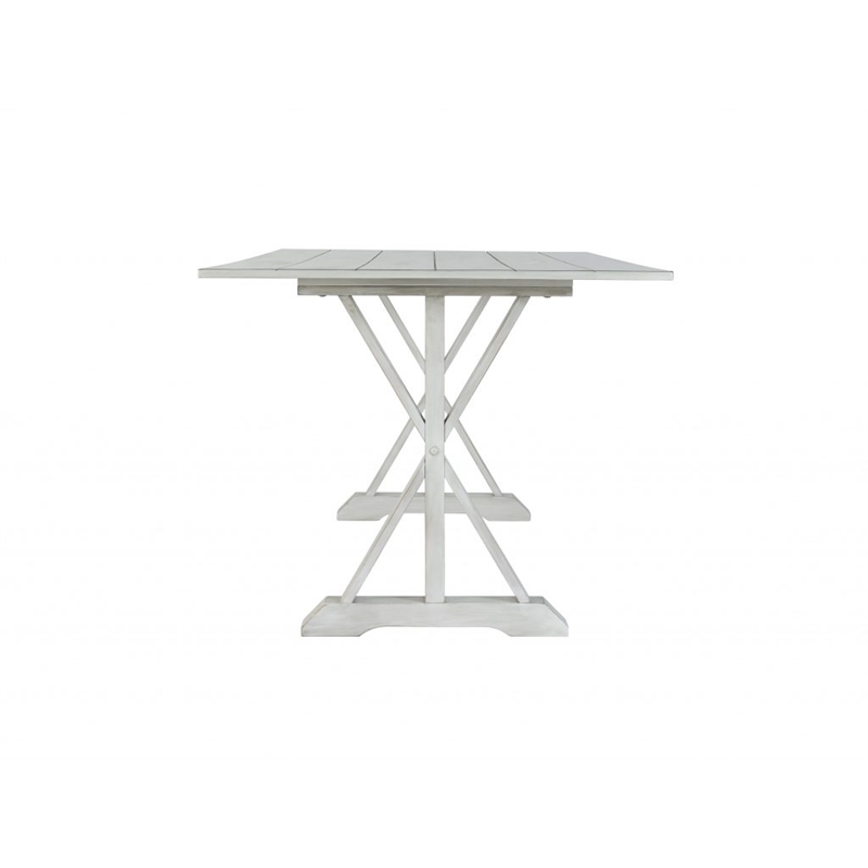 Pemberly Row 7pc Solid Wood Dining Set with X Back Chairs in Antique White