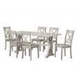 Pemberly Row 7pc Solid Wood Dining Set with X Back Chairs in Antique White
