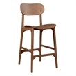 Pemberly Row Rubberwood Mid-Century Bar Height Stool in Brown Ale