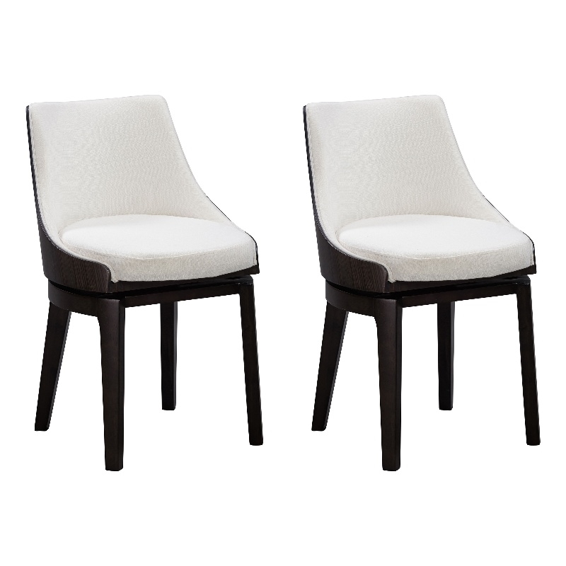 Pemberly Row Wood Swivel Low Back Side Chairs (Set of 2) in Matte Black