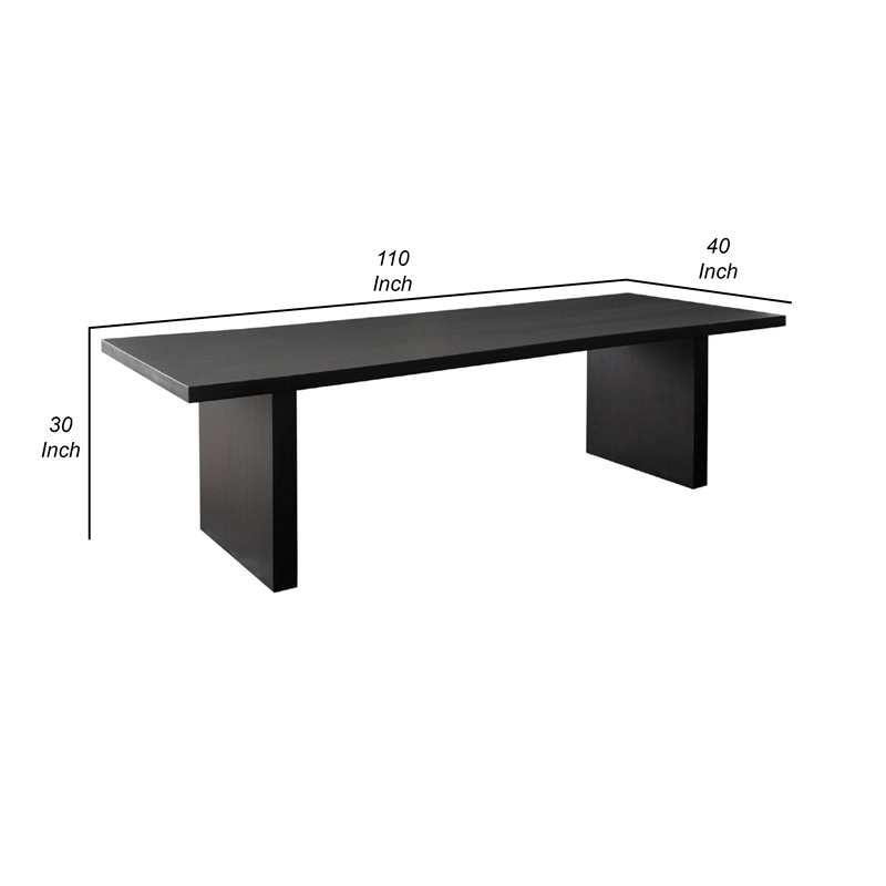 Pemberly Row 80 Inch Mango Wood Dining Table with Wide Panel Legs in Black
