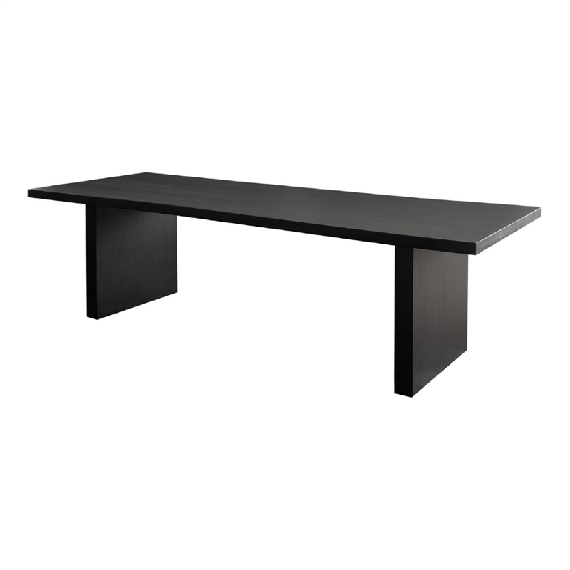 Pemberly Row 80 Inch Mango Wood Dining Table with Wide Panel Legs in Black