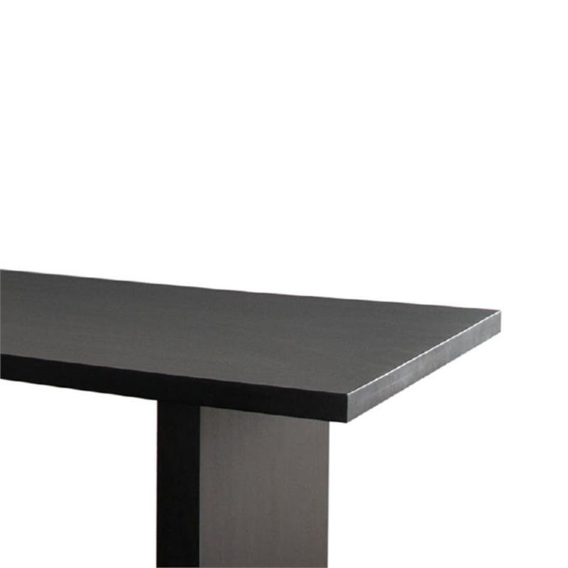 Pemberly Row 80 Inch Mango Wood Dining Table with Wide Panel Legs in Black