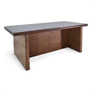 Pemberly Row 86 Inch Mahogany Dining Table with Block Base in Dark Brown