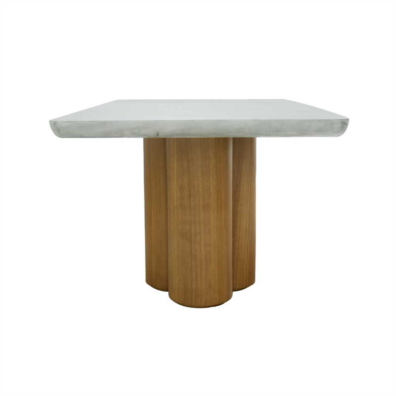 Pemberly Row 71 Inch Rectangular Faux Concrete Dining Table with Pillar Base