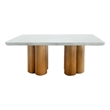 Pemberly Row 71 Inch Rectangular Faux Concrete Dining Table with Pillar Base