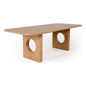 Pemberly Row 90 Inch Rectangular Solid Rubber Wood Dining Table in Light Brown
