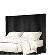Pemberly Row Full Bed with Black Fur Chenille Ribbed Wing Headboard