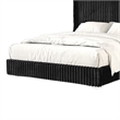 Pemberly Row Full Bed with Black Fur Chenille Ribbed Wing Headboard