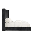 Pemberly Row Twin Bed with Black Fur Chenille Ribbed Wing Headboard