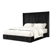 Pemberly Row Twin Bed with Black Fur Chenille Ribbed Wing Headboard