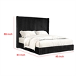 Pemberly Row Twin Bed with Black Fur Chenille Ribbed Wing Headboard