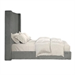 Pemberly Row King Bed with Gray Fur Chenille Ribbed Wing Headboard