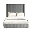 Pemberly Row King Bed with Gray Fur Chenille Ribbed Wing Headboard