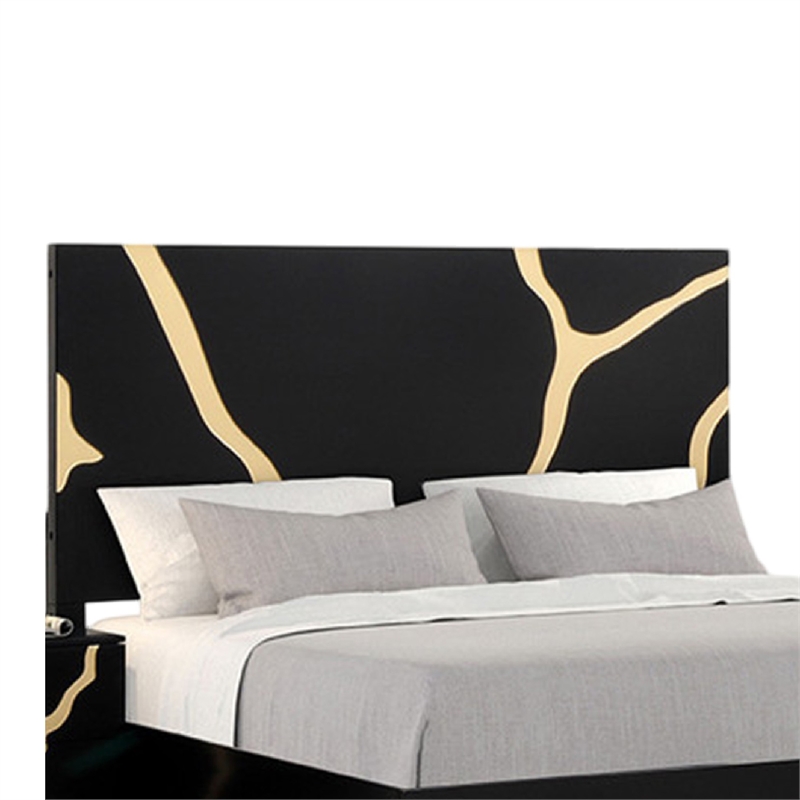 Pemberly Row King Bed in Gold and Black with Panel Headboard and Footboard