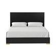 Pemberly Row Queen Panel Bed in Black and Gold with Pine Wood Frame