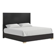 Pemberly Row Queen Panel Bed in Black and Gold with Pine Wood Frame