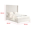 Pemberly Row Queen Bed with White Fur Chenille Ribbed Wing Headboard