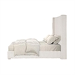 Pemberly Row Queen Bed with White Fur Chenille Ribbed Wing Headboard