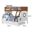 Pemberly Row Twin over Full Bunk Bed with Trundle in Oak Brown and White