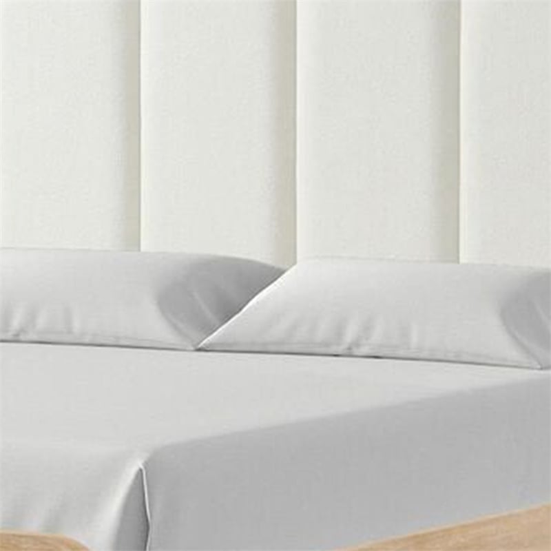 Pemberly Row Queen Bed with White Channeled Headboard in Natural Brown