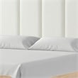 Pemberly Row Queen Bed with White Channeled Headboard in Natural Brown