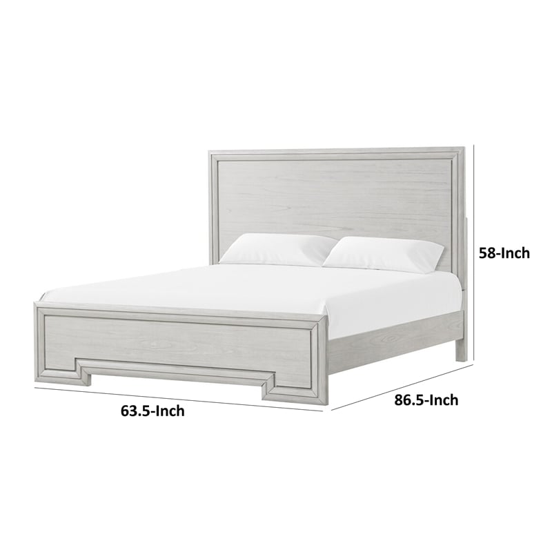 Pemberly Row Queen Bed with Framed Headboard and Footboard in Rustic White