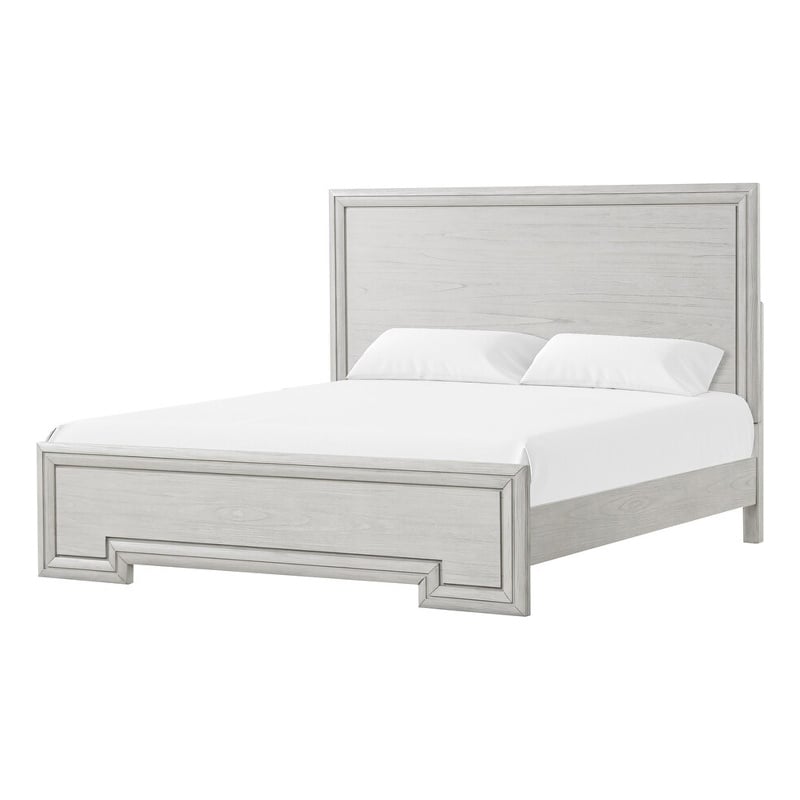Pemberly Row Queen Bed with Framed Headboard and Footboard in Rustic White