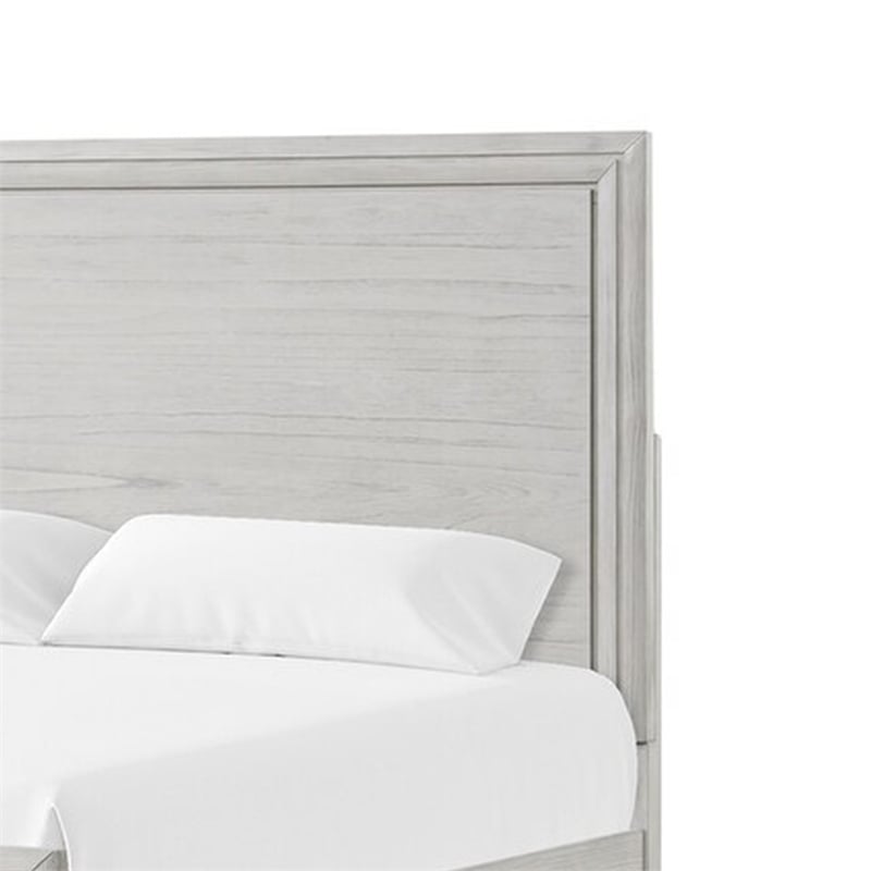 Pemberly Row Queen Bed with Framed Headboard and Footboard in Rustic White
