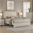 Pemberly Row King Bed with LED Headboard in White Wash and Stone Gray