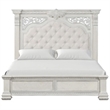 Pemberly Row Queen Bed with Panel Design and Silver Accents in Creamy White