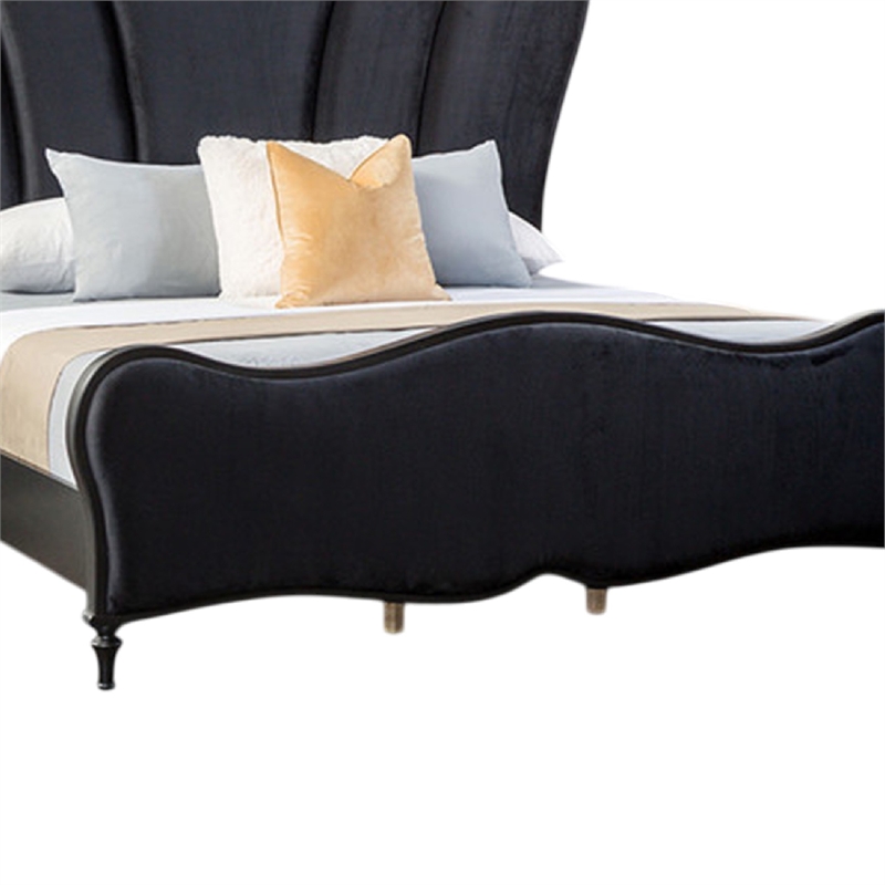 Pemberly Row King Bed with Scalloped Channel Tufted Headboard in Black