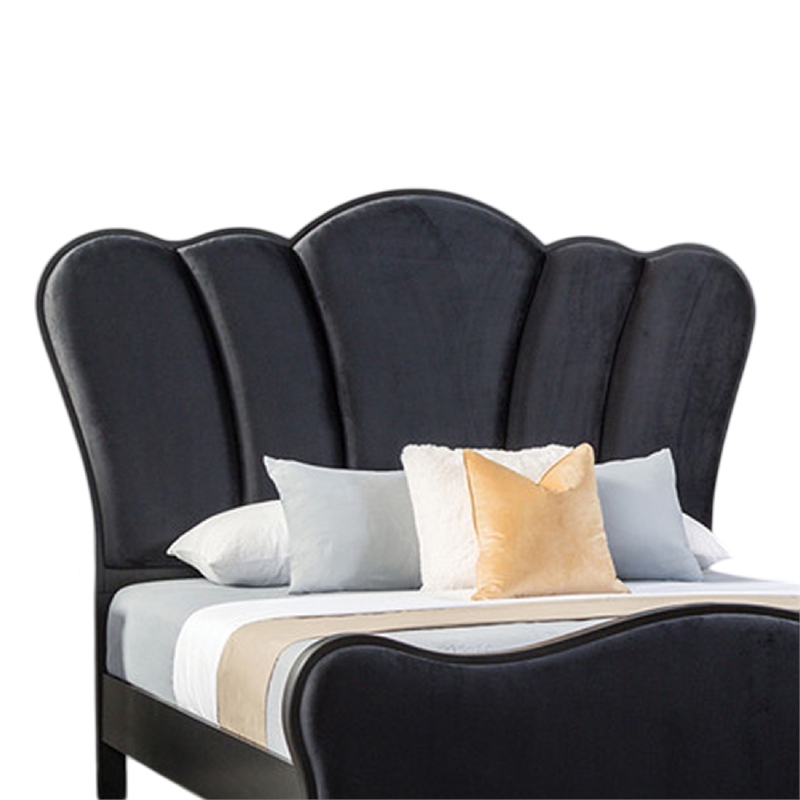 Pemberly Row King Bed with Scalloped Channel Tufted Headboard in Black
