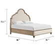 Pemberly Row King Bed with Scalloped Ivory Upholstery in Rustic Oak