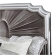 Pemberly Row California King Bed with Gray Pleated Velvet in Silver