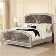 Pemberly Row California King Bed with Gray Pleated Velvet in Silver