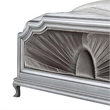 Pemberly Row King Bed with Gray Pleated Velvet Upholstery in Silver