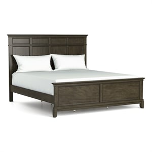Pemberly Row Queen Bed with Crown Molding Headboard in Rustic Gray