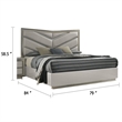 Pemberly Row King Bed with Gray Chevron Satin Upholstery and LED Lighting