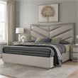 Pemberly Row King Bed with Gray Chevron Satin Upholstery and LED Lighting