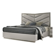 Pemberly Row King Bed with Gray Chevron Satin Upholstery and LED Lighting