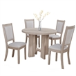 Pemberly Row 5 Piece Dining Set with Round Table and Chairs in Light Gray