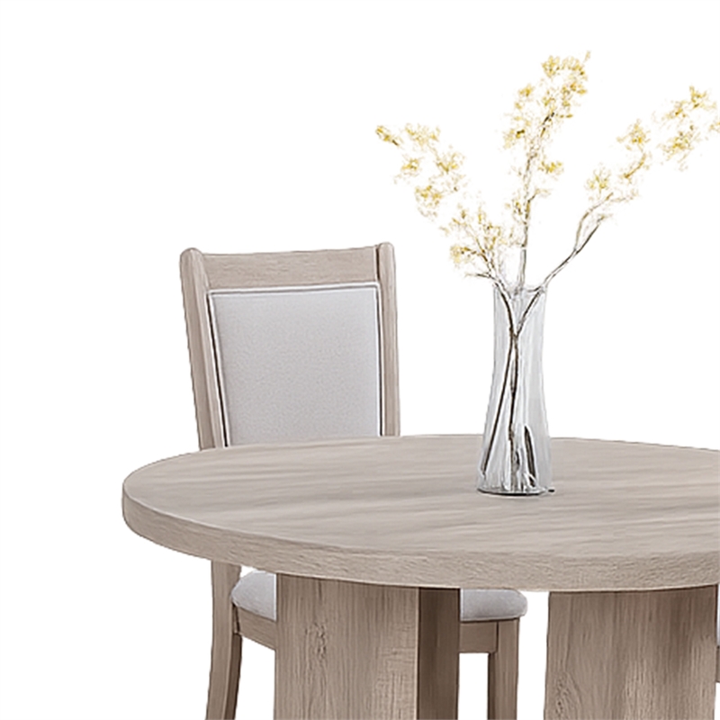 Pemberly Row 5 Piece Dining Set with Round Table and Chairs in Light Gray